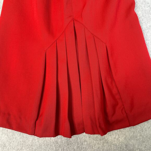 Paul Stanley Inverted Pleat Pencil Skirt WMNS 2 Petite Red Wool High Waisted Vtg - Picture 5 of 11